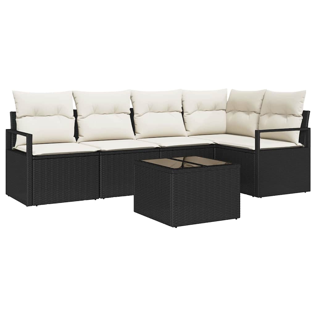 Garten-Sofa-Set mit Kissen mit Speicher 6 pcs Braun und Creme